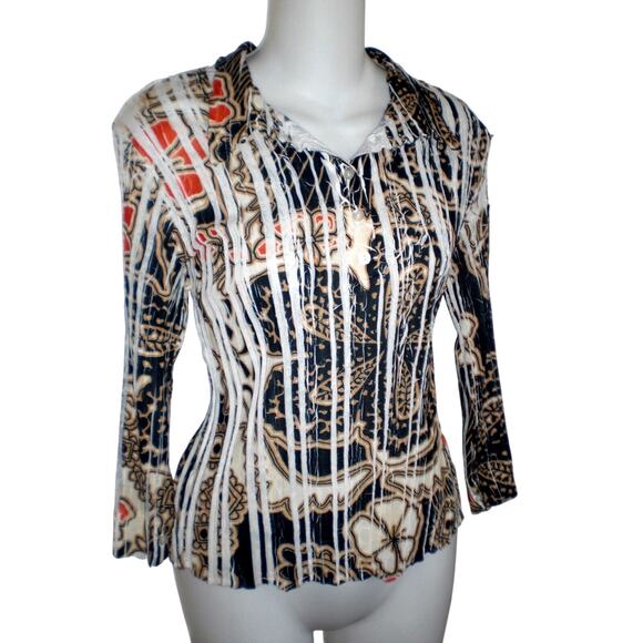 Kisca by Komarov Signature Pleats Top Blouse Retro Y2K~ sz 3 M - Picture 1 of 4